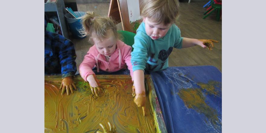 Boy and girl playing at Darfield preschool